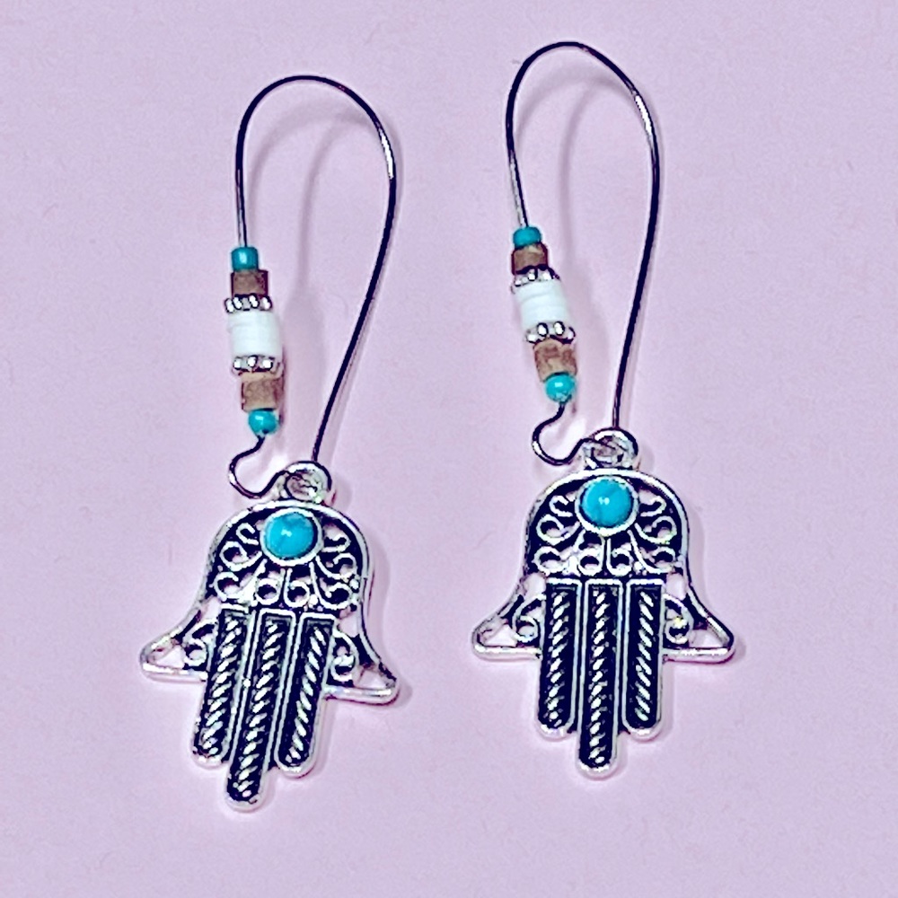 🪬Bohemian hamsa hand dangle earrings 🪬